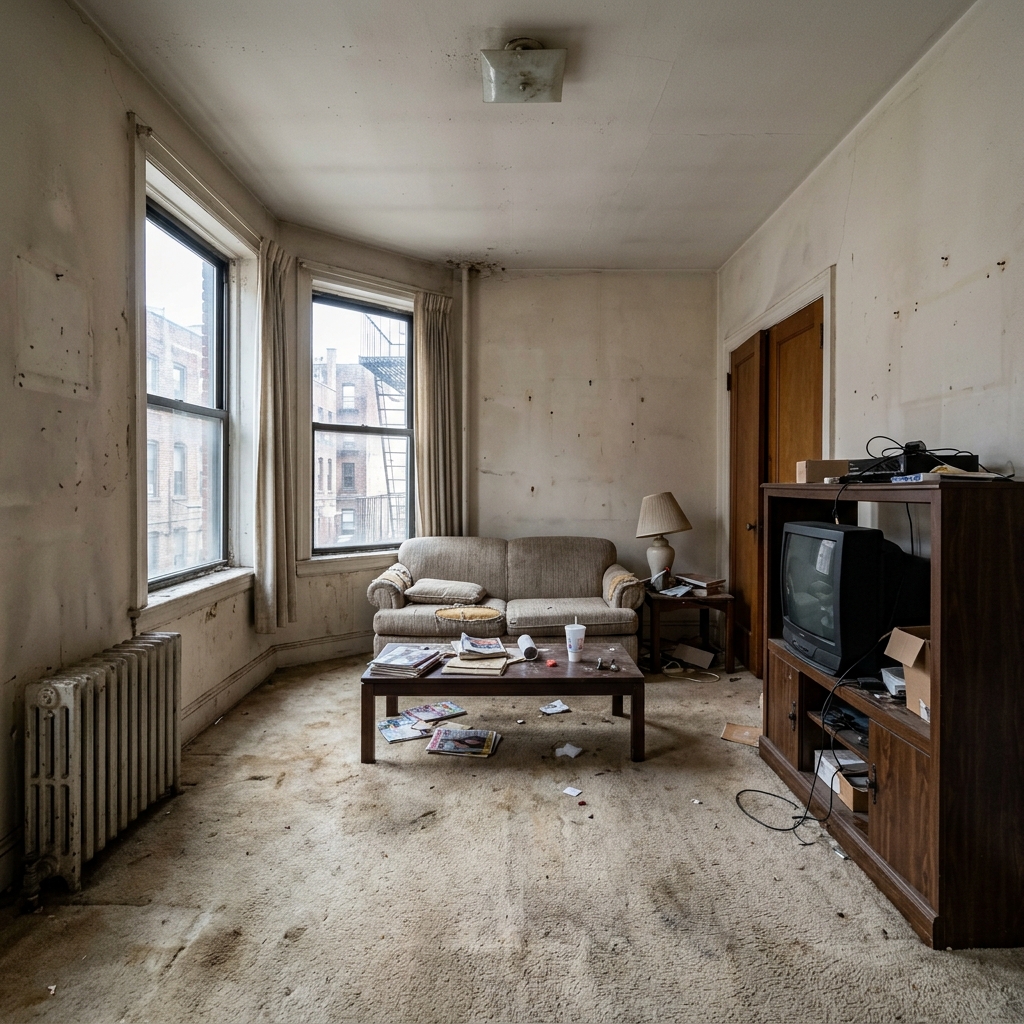 Before staging — empty living room awaiting transformation