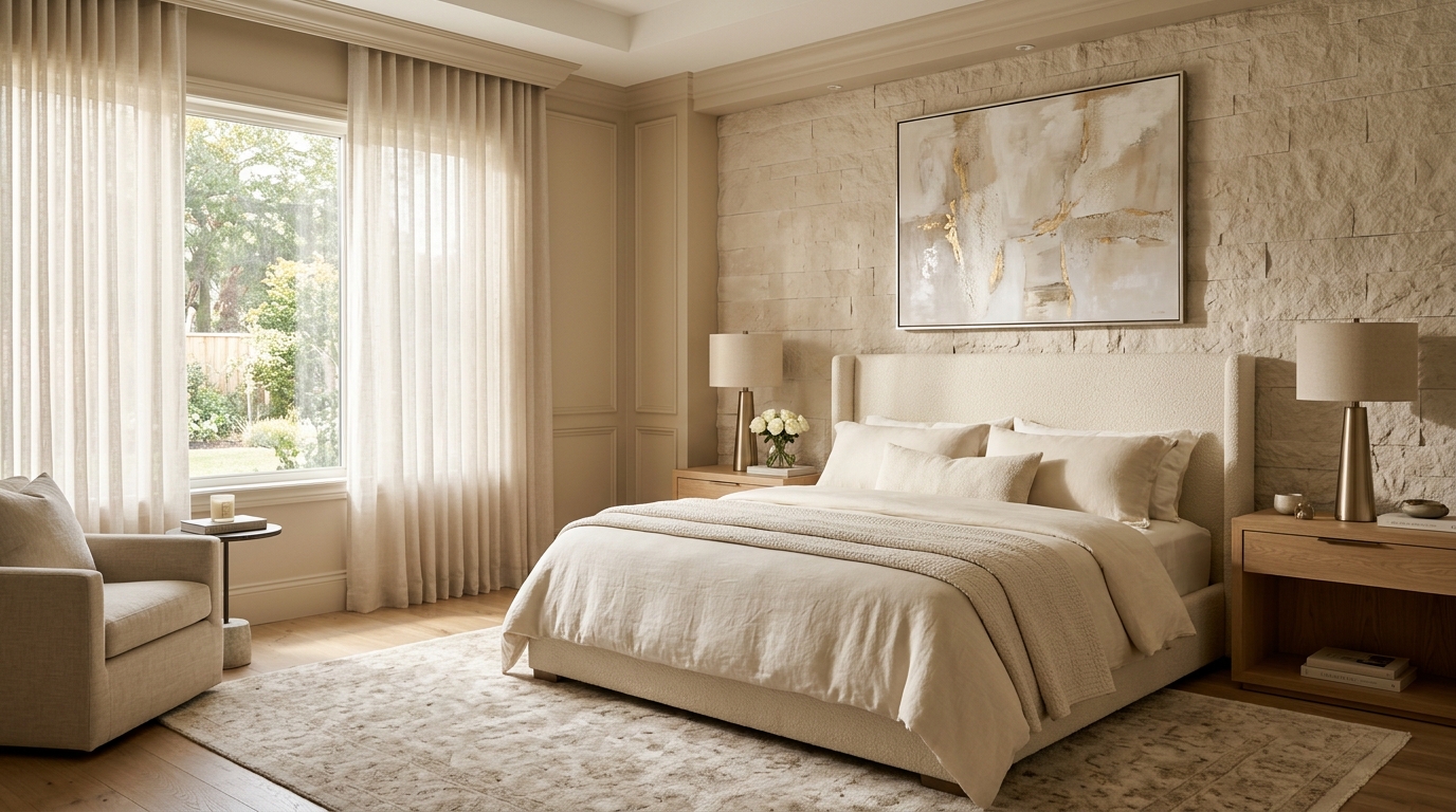 Luxury model home bedroom — model home staging by JCL