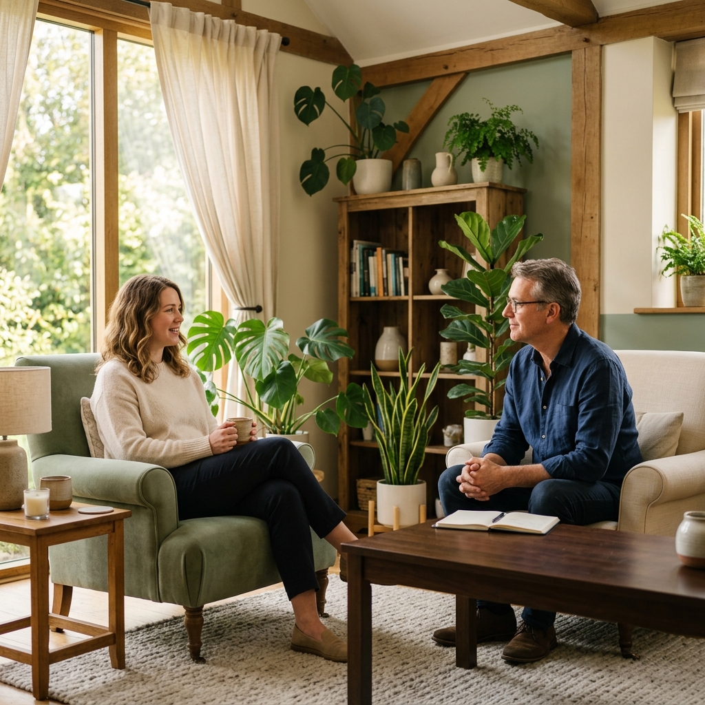 Individual therapy session in a warm, welcoming office